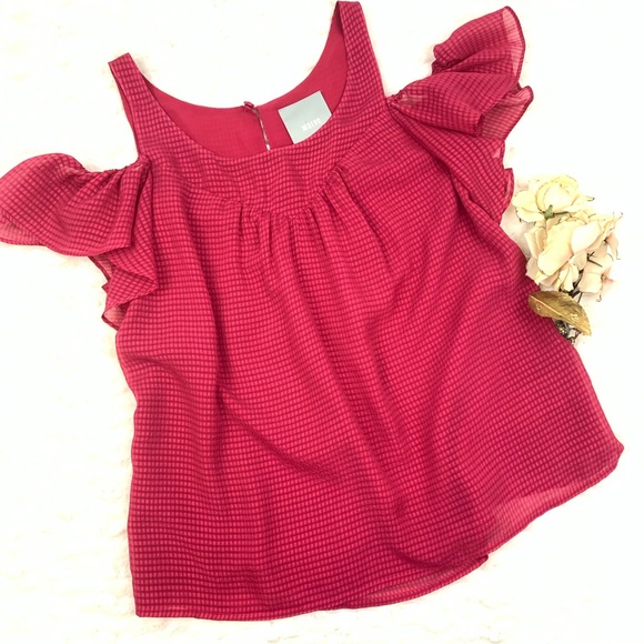 Anthropologie Maeve Raspberry Tavin Cold Shoulder - Picture 3 of 8